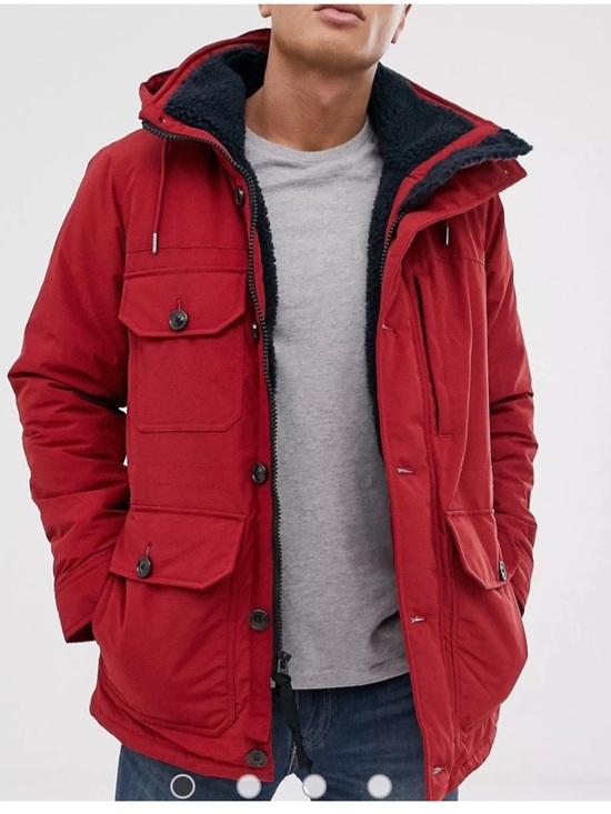 Abercrombie & Fitch Other - EUC XS MEN’s Abercrombie & Fitch trekking hooded parka coat in RED Sherpa Lining